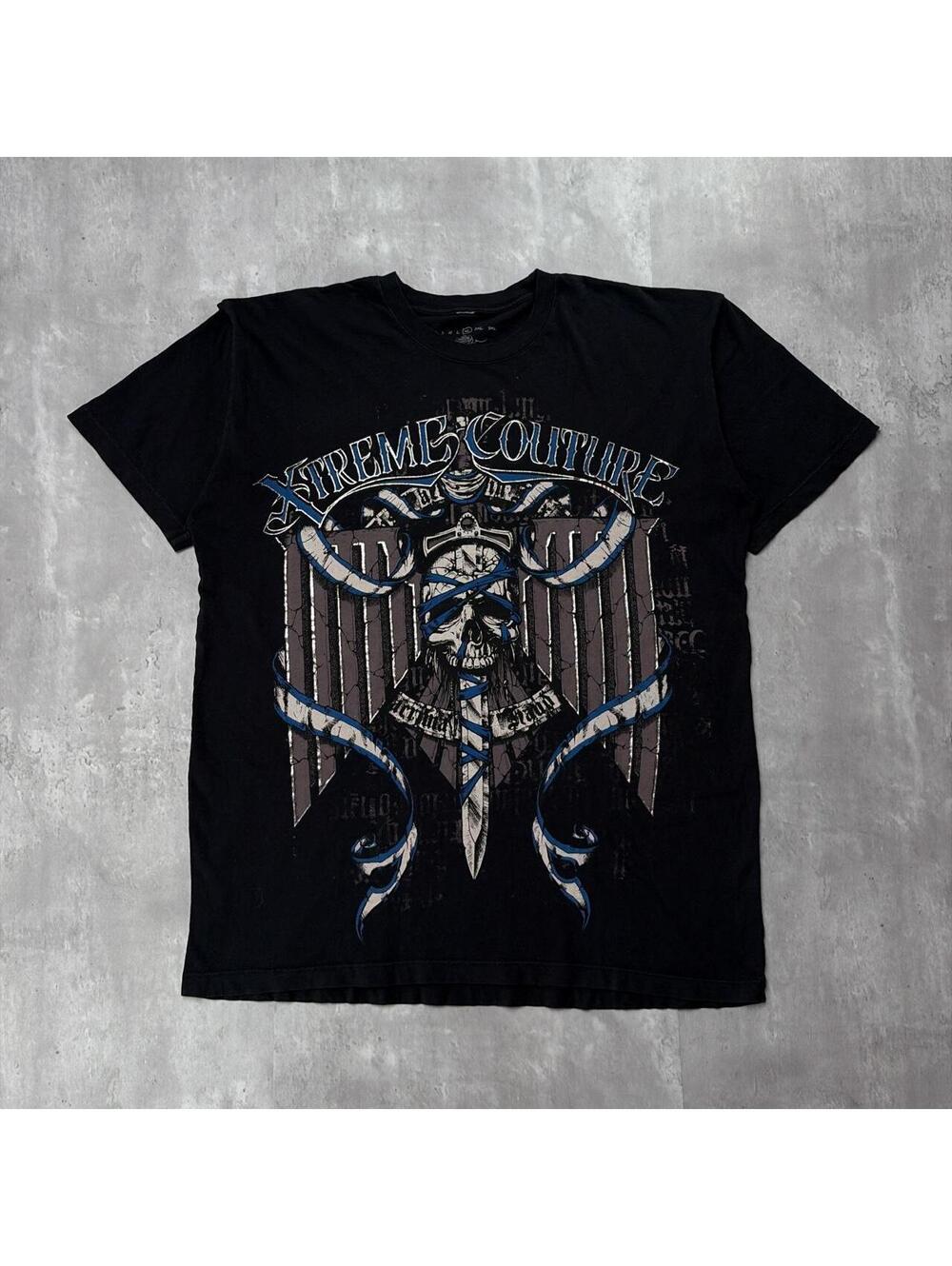 Y2K Black Xtreme Couture Grunge Gothic Skater Skull T-Shirt
